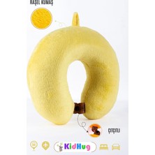 Kidhug Yetişkin Peluş Seyahat Boyun Yastığı Çıtçıtlı 40 x 40 cm Sarı