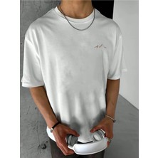 Unisex Dağ Baskılı Oversize Tshirt