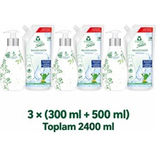 Frosch Panthenol Hassas Sıvı El Sabunu 3 Set (3 x 300 ml Şişe + 3 x 500 ml Dolum, Toplam 2.400 Ml)