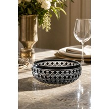 Kristal Market El Yapımı Kristal Desenli 28 cm Dekoratif Sunumluk Sofra Sunum Kasesi