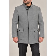Baba Pant Clayvır -Hakim Yaka ,torba Cep ,rahat Kalıp, Kalın Kaşe Kaban -Gri