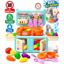 LRS Store Mini Oyuncak Mutfak Seti | 20+ Parça Musluklu Sulu Mutfak | Basmalı Su Pompası  Çocuk Evcilik Oyuncağı