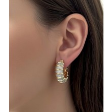 Regina Accessories Altın Kaplama Zirkon Taşlı Halka Küpe