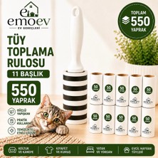 Emoev Tüy Toplayıcı Rulo Seti Mega Boy (11 Başlık / Toplam 550 Yaprak) - Yüksek Yapışkanlı Kedi Köpek Tüyü, Koltuk ve Kıyafet Temizleme Rulosu