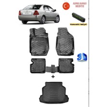 Ahlparts Toyota Corolla Sedan 2000-2006 Yılları Arası  Uyumlu 3D Havuzlu Paspas ve Bagaj Havuzu Seti Asma Koku ve Numaratör Hediyeli
