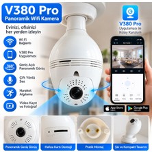 Sıcak Takip Panoramik Wi-Fi Kamera V380 Pro 2.4 Ghz Uzaktan Izleme Hareket Algılama ve Hafıza Kartı Destekli