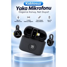 J77 Kablosuz Yaka Mikrofonu 2'li Şarj Kutulu Aı Gürültü Önleyici Type-C Alıcılı Vlog Röportaj Canlı Yayın Mikrofonu