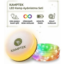 Kamptek Kamp Teknolojisi Şarjlı LED Kamp Aydınlatma Seti - Rgb Gökkuşağı Renk Modlu, Uzun Pil Ömürlü Şerit Kamp Lambası Çadır Lambası Kamp Lambası Çadır Aydınlatma Kamp Lambası