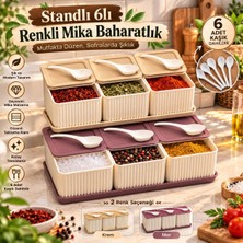 Decoform 6’lı Standlı Kaşıklı Renkli Mika Baharatlık Seti