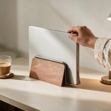 Clue Ahşap Dikey Laptop Standı Masaüstü Düzenleyici Keçe Kaplamalı Laptop Tutucu