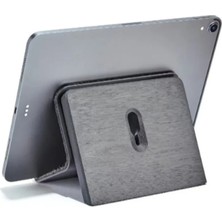 Clue Ahşap Tablet Standı Masaüstü Tablet Tutucu Keçe Detaylı iPad Pro Air Mini Uyumlu Stand-Siyah