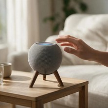 Clue Homepod Mini Uyumlu Ahşap Hoparlör Standı Masa Setup Dekoratif Hoparlör Ayağı-Ceviz