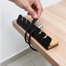 Clue Ahşap Metal Masaüstü Kablo Tutucu Organizer Şarj Kablosu Düzenleyici Setup Aksesuarı