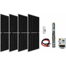 Entech Enerji 110 V Volt 2 Hp 1.5 Kw 1500 W Watt Dc Kademeli Dalgıç Solar Pompa 2520 Watt Güneş Paneli Solar Sulama Paket Sistem