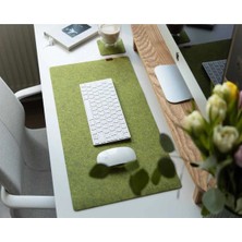 Clue 45X90 cm Keçe Masa Sümeni - Premium Keçeli Desk Pad Mousepad Klavye Altlığı Koruyucu-Yeşil