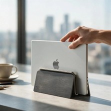 Clue Ahşap Dikey Laptop Standı Masaüstü Düzenleyici Keçe Kaplamalı Laptop Tutucu
