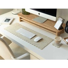 Clue 30X90 cm Premium Keçeli Desk Pad Mousepad Klavye Altlığı Koruyucu-Ekru