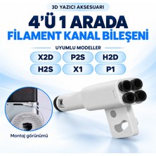 Birfigurum Bambu Lab X2D/P2S/H2D/H2S/X1/P1 Ams Filament Hub Ptfe Adaptör 4in1