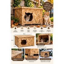 Reyo Büyük Boy Kedi Evi, Dış Ortama Uygun OSB Sokak Canları İçin Kedi Barınağı 60x45x40 cm CAT23