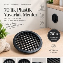 Şen Aksesuar 70’lik Plastik Yuvarlak Menfez 70 mm | Dolap Havalandırma Menfezi | Mobilya Hava Izgarası | Siyah Yuvarlak Menfez