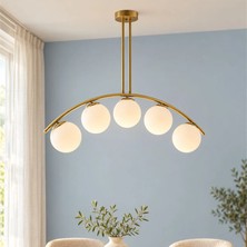 Apliqa Fralde 5 Li Gold Retro Avize 100cm x 60cm Mutfak Cafe Restoran İçin Şık Tasarım