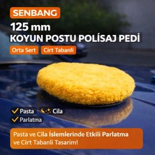 Koyun Postu Polisaj Pedi 125 mm – Orta Sert Cırt Tabanlı Pasta Cila Keçesi (1 Adet)