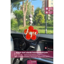Kırmızı Tasarımlı Kişiye Özel Dikiz Aynası Süsü Hediye Kutulu Araba Süsü