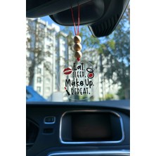 Eat Sleep Make Up Repeat Dikiz Aynası Süsü Hediye Kutulu Makyaj ve Temalı Araba Süsü