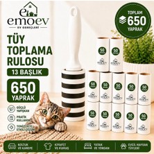 Emoev Tüy Toplayıcı Rulosu Seti 13 Başlık 650 Yaprak Kedi Köpek Tüyü ve Toz Toplayıcı Mega Paket