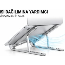 Holistic Laptop Standı – 7 Kademeli Ayarlanabilir Katlanabilir Gri Ergonomik Notebook, Macbook, Tablet, Telefon Uyumlu Yükseltici Stand