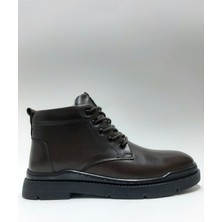 Red Walker Hakiki Deri Bağcıklı Fermuarlı Içi Tüylü Kaymaz Taban Kahverengi Kışlık Erkek Bot C-983587RW