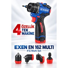 Exen En 162 Multı 16V Kömürsüz Darbeli Akülü Matkap Vidalama – 60 Nm, 4’lü Multi Başlık Seti, 2 Akülü 2,0 Ah