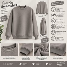 3iplik Şardonlu Extra Kalın Yumuşacık Içi Polarlı Tüylenme Bitlenme Yapmaz Oversize Geniş Kesim Bisiklet Yaka Sweatshirt Baskısız Düz Renk Sade Ünisex Model Hem Kadın Hem Erkek Kullanabilir