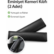 Suni Deri Emniyet Kemeri Kılıfı (2 Adet) – Yumuşak, Evrensel Uyum, Siyah
