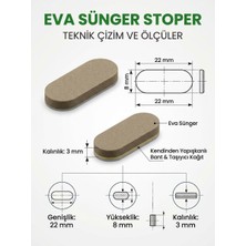 HAMADEX Eva Sünger Bazlı Stoper 22X8 mm - 30 Adet | Kendinden Yapışkanlı Mobilya Kapak ve Çekmece Darbe & Ses Önleyici Koruyucu