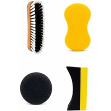 Lastik Parlatıcı Süngeri, Koltuk Fırçası, Cila Pedi ve Yıkama Süngeri - 4'lü Set