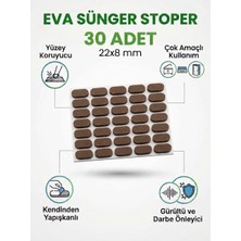 HAMADEX Eva Sünger Bazlı Stoper 22X8 mm - 30 Adet | Kendinden Yapışkanlı Mobilya Kapak ve Çekmece Darbe & Ses Önleyici Koruyucu