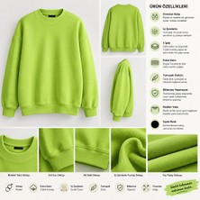 3iplik Şardonlu Extra Kalın Yumuşacık Içi Polarlı Tüylenme Bitlenme Yapmaz Oversize Geniş Kesim Bisiklet Yaka Sweatshirt Baskısız Düz Renk Sade Ünisex Model Hem Kadın Hem Erkek Kullanabilir