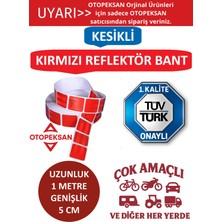 Reflektör Bant - Fosforlu Bant - Kırmızı - Tüvtürk Onaylı - 1 Metre - 5 cm - Kesikli