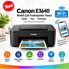 Canonix Renkli Wifi Yazıcı Tarayıcı Fotokopi Makinesi Çok Fonksiyonlu Kablosuz Mobil Baskı Ev ve Ofis Kullanımı Canon E3640 Yazıcı