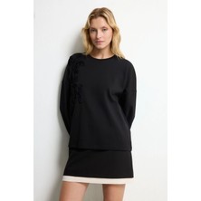 Love My Body Süzine Nakış Detaylı Sweatshirt Siyah 187LO186000