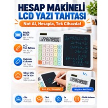 12 Haneli Güneş Enerjili Hesap Makinesi LCD Yazı Tabletli Kalemli Pastel Renkli Masaüstü Hesap Makinesi Not Tableti