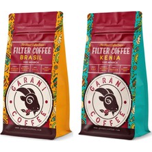 Garani Brasil ve Kenya Filtre Kahve Seti 2 x 250 G Toplam 500 G Öğütülmüş Orta Kavrum %100 Arabica