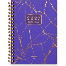 Denden 2027 Yaldız Seri Mor Mermer Günlük Spiralli Ajanda 17x24