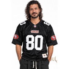 Dayıbalı San Francisco 49ERS 80 Siyah Forma Nakış Detaylı Oversize Nfl Amerikan Futbolu Forması