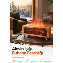 Kensa Alev Efektli Şömine Aromaterapi Difüzörü | 4’ü 1 Arada Nemlendirici | 150 ml Serin Buhar | LED Işık