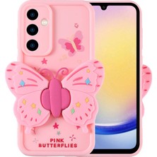 Lopard Samsung Galaxy A25 Telefon Kılıfı Kamera Korumalı Figür Tasarımlı Kapak Pembe Açık
