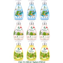 Frosch Kids Senses Çocuk Sıvı Sabun Seti 3 Set – 9 x 300 ml (Toplam 2700 Ml)