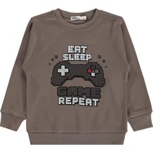 Civil Boys Oyun Konsolu Baskılı 2-5 Yaş Sweatshirt Km - Kahverengi
