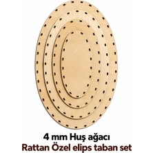 Ala Depo Huş Kontrplak Rattan 4 mm Suya Dayanıklı 1. Sınıf 4 Lü Elips Taban Seti